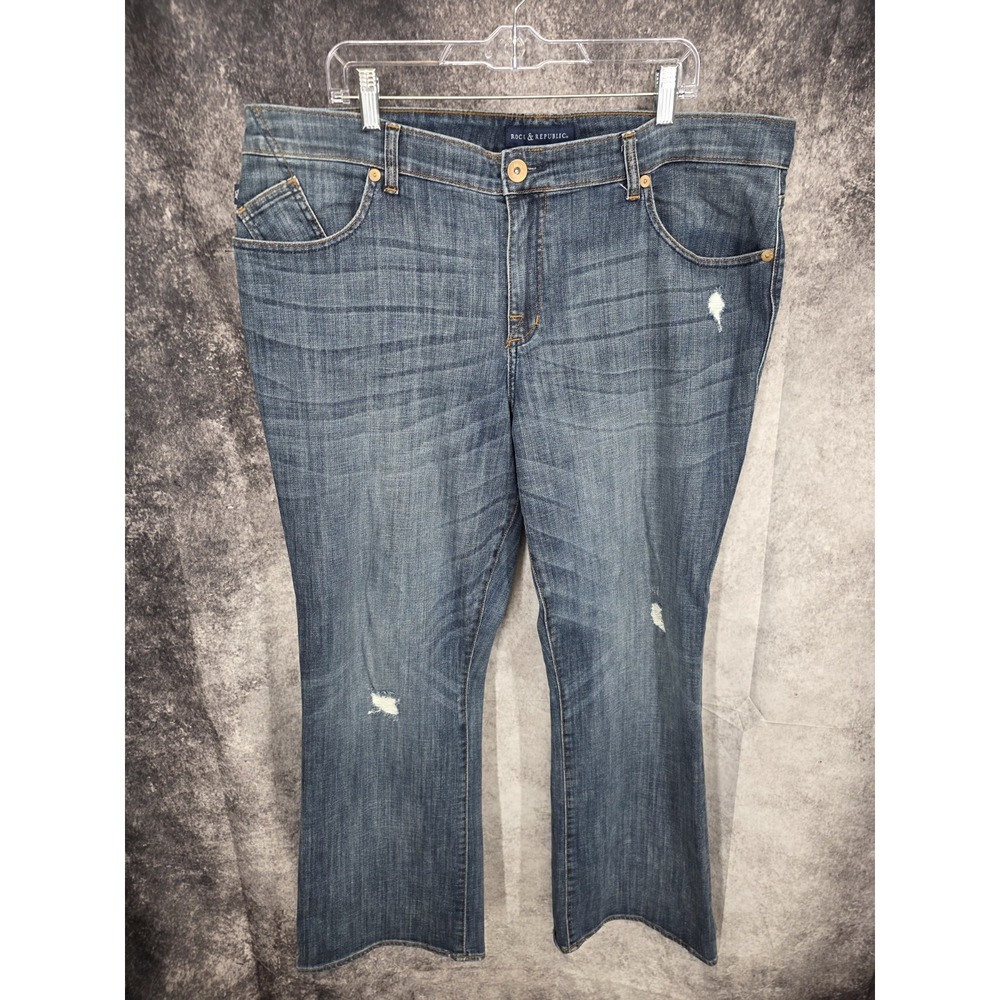 Rock Republic Jeans Womens 20W Plus Blue Kasandra‎ Straight Medium Wash Stretch